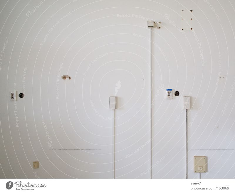 media Wall (building) Wall (barrier) Connection Tin Plaster Cable Terminal connector Pattern Structures and shapes Arrangement Services Cloth White Detail