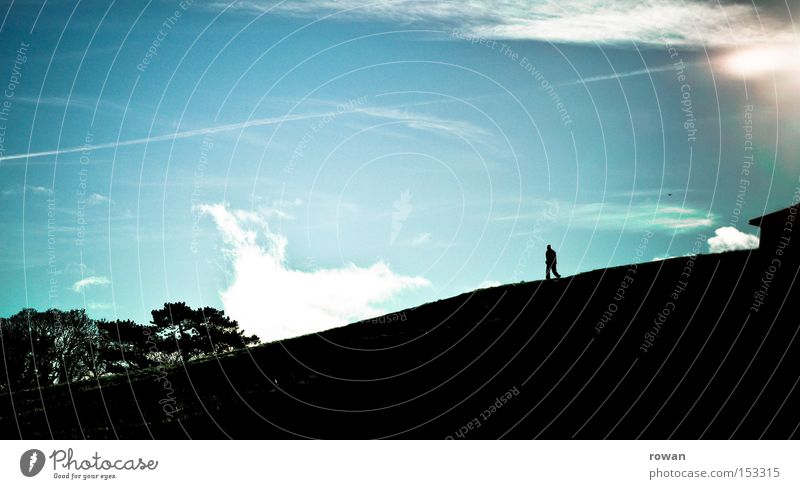 downhill Hill Mountain Walking Going Hiking Stride Silhouette Back-light Downward hilltop