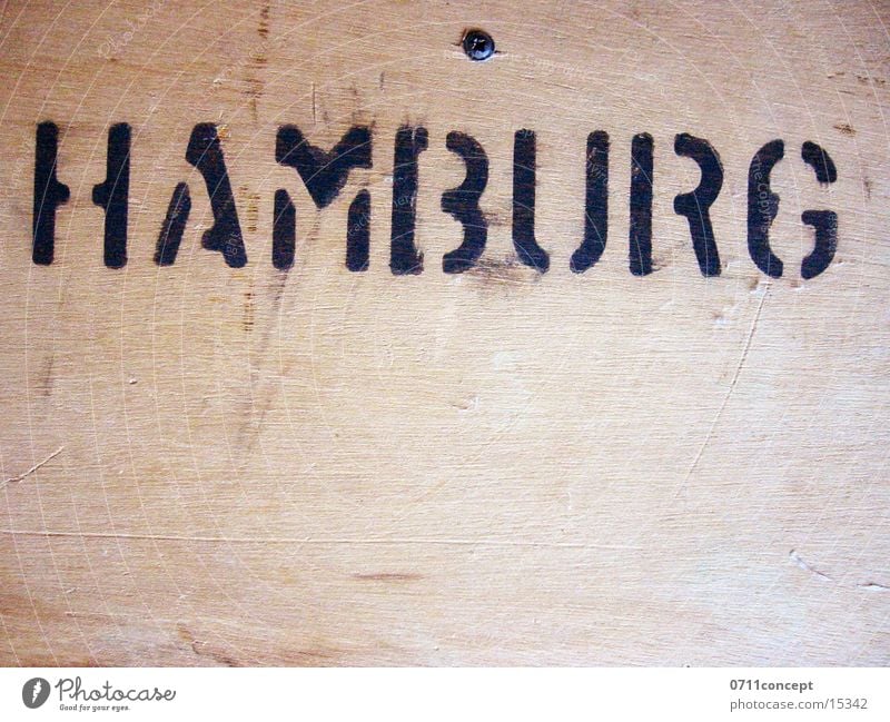 HAMBURG Crate Wood Typography Craft (trade) Hamburg Loudspeaker Characters