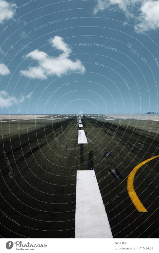 runway Runway Traffic lane Street Vacation & Travel Far-off places Sky Clouds Direction Target Airport