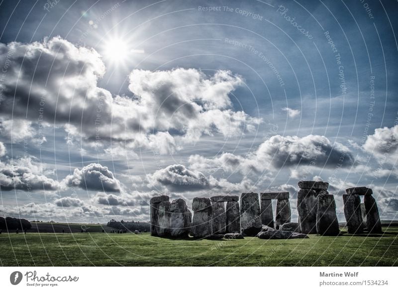 Stonehenge Nature Sky Clouds Sun Sunlight Vacation & Travel Great Britain England Stone circle Mystic Colour photo Exterior shot Deserted Copy Space left