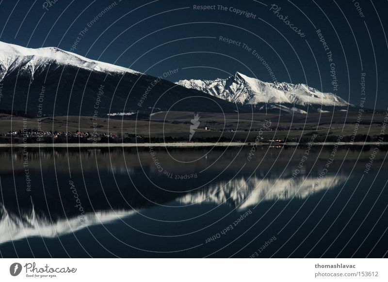 Lake Liptovska Mara 2 Retaining wall Water Reflection Sky Mountain Blue Snow Dam