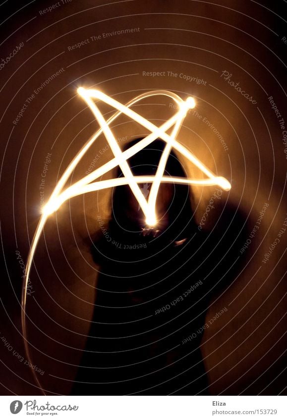 pentagram Devil Religion and faith Protection Long exposure Witch Magic Mystic Dark Light Visual spectacle Sign Symbols and metaphors Evil Human being