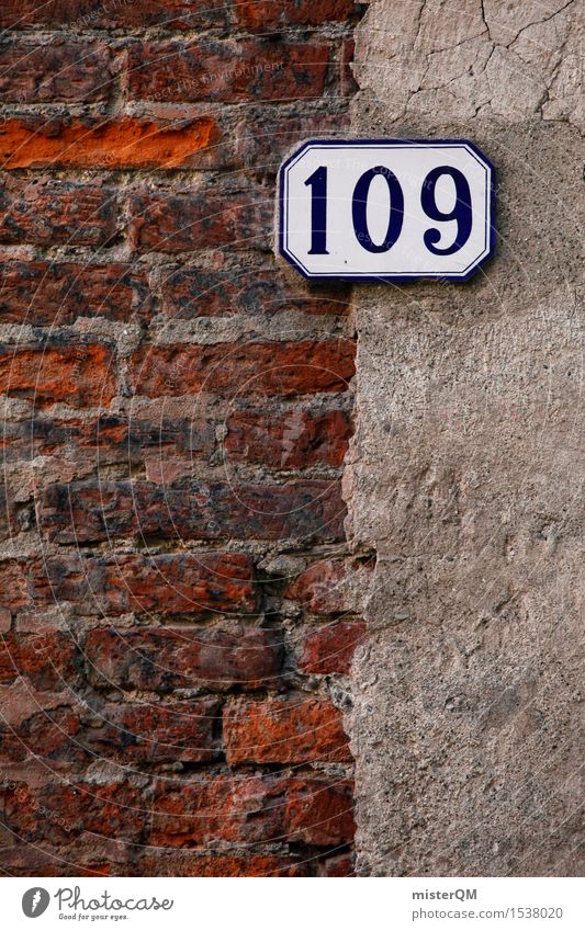 109. Art Work of art Esthetic Digits and numbers House number Brick Wall (building) Facade Colour photo Multicoloured Exterior shot Experimental Abstract