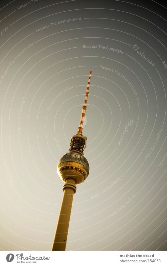 Big Brother Berlin TV Tower Television tower Transmitting station Alexanderplatz Downtown Berlin Landmark Tall Sphere Mystic Sunset Beautiful Idyll Monument Sky