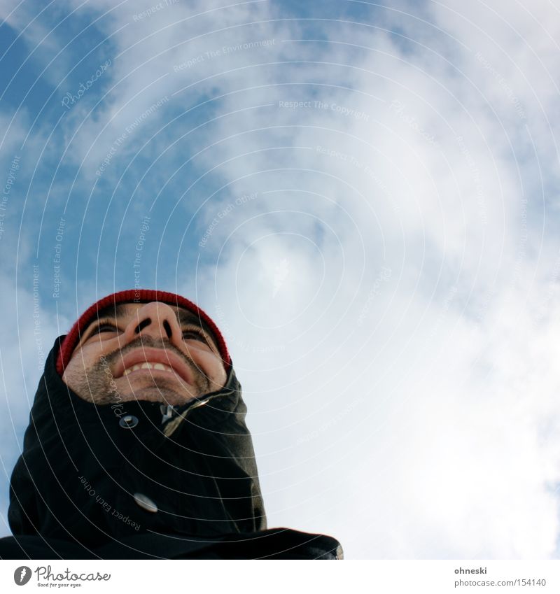Dress warmly Sky Cold Frost Clothing Jacket Cap Hooded (clothing) Winter Clouds Man Face Freeze ohneski