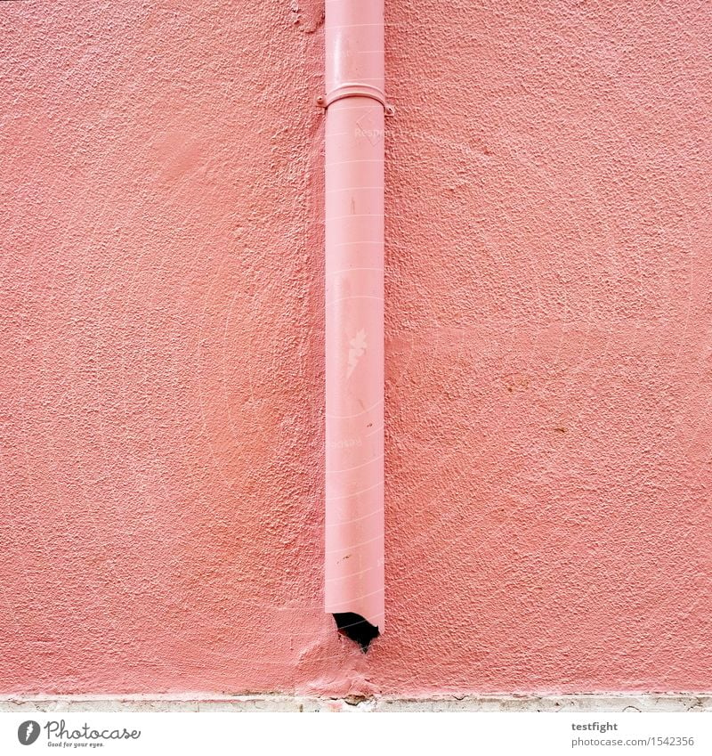 pipe Deserted House (Residential Structure) Architecture Wall (barrier) Wall (building) Pink Conduit Rain gutter Drainpipe Facade Rendered facade Colour