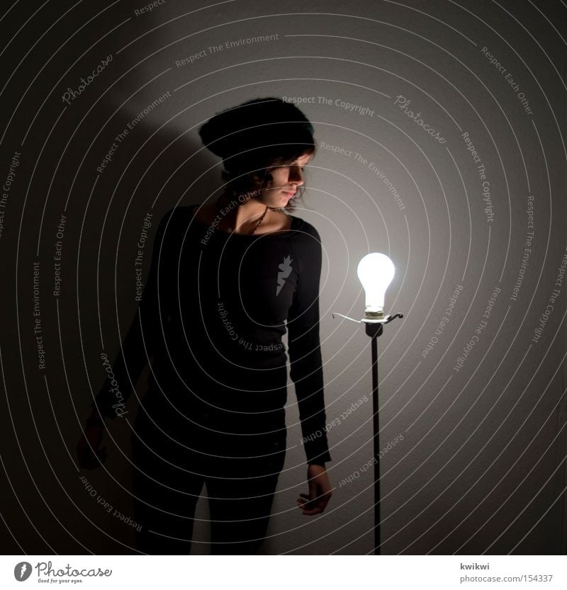 lamp thief Lamp Electric bulb Light Woman Electricity Bright Dark Cap Standard lamp Sit Shadow