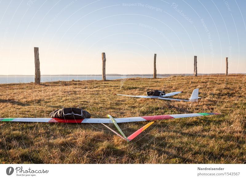 model flight Leisure and hobbies Model-making Nature Landscape Air Water Sky Cloudless sky Spring Beautiful weather Wind Grass Meadow Coast Baltic Sea Ocean