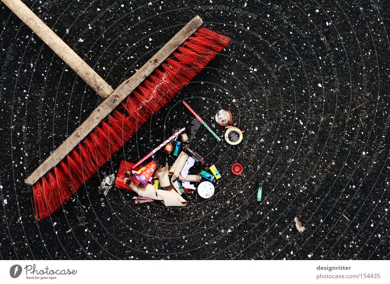 The morning after Broom Street Firecracker Sweep Arrangement Tidy up New Year's Eve Fatigue Hung-over January sweep away New Year's morning