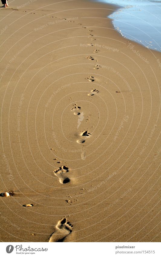 Go On Walking Lanes & trails Sand Ocean Beach Tracks Footprint Water Curve Freedom Exterior shot Coast Happy Barefoot