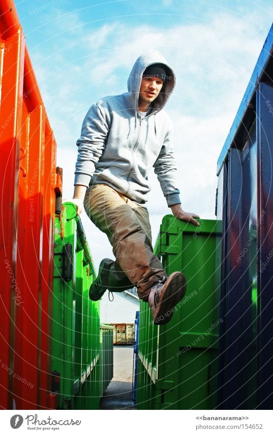 RGB balance Red Green Blue Container Rest on Jump Colour Young man 18 - 30 years Only one man 1 Person Individual Full-length Dexterity Articulated Athletic