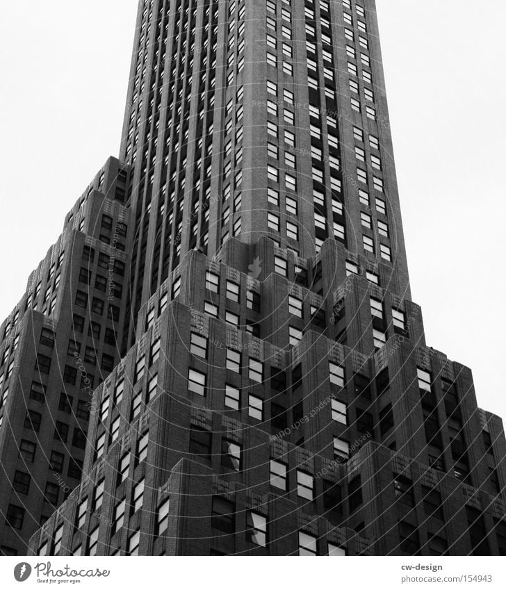FAMOUS BUILDING Rockefeller Center High-rise New York City Window Art deco Town Black & white photo Office building Stairs Americas Landmark Modern