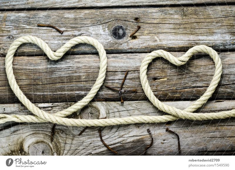 heart of rope on the old board Happy Beautiful Feasts & Celebrations Wedding Rope Couple Tie Heart Line String Old Love Long Natural Retro White Emotions