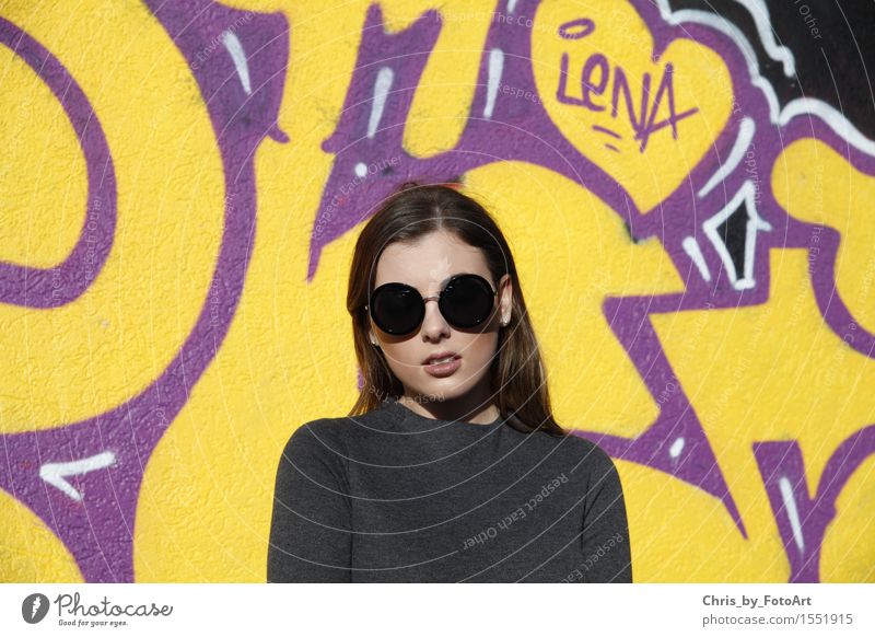 chris_by_photoart Young woman Youth (Young adults) Woman Adults 1 Human being 18 - 30 years Esslingen district Sports ground Sweater Sunglasses Brunette