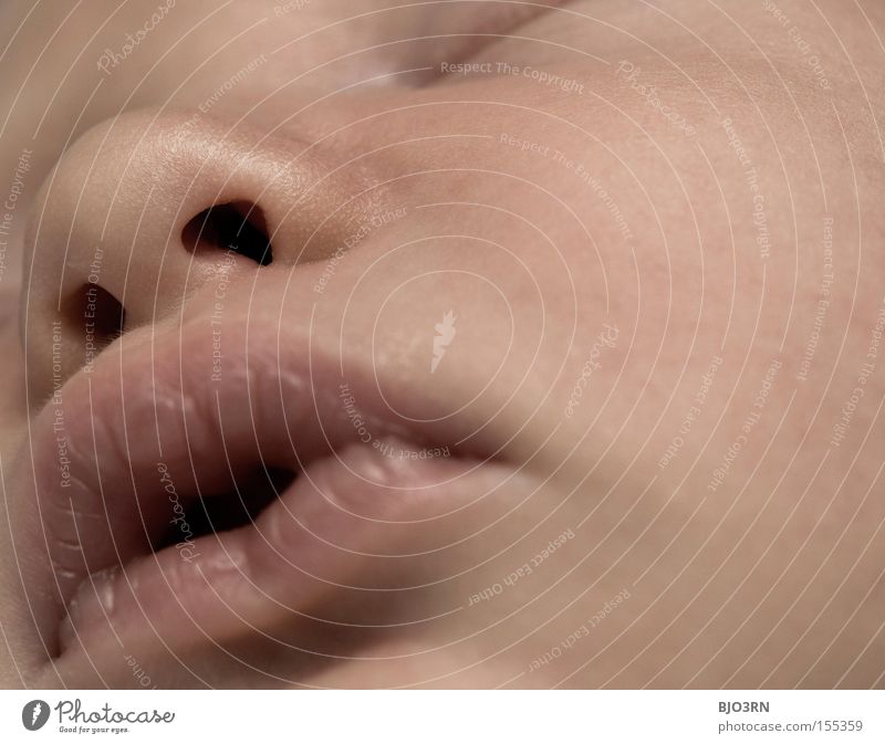 like plastic Baby Face Detail Section of image Macro (Extreme close-up) Close-up Safety (feeling of) Calm Sleep Lips Nose Mouth Cheek Smooth Delicate Infancy