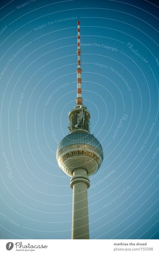 Big Brother Berlin TV Tower Television tower Transmitting station Alexanderplatz Downtown Berlin Landmark Tall Sphere Mystic Blue Beautiful Idyll Sky Silhouette