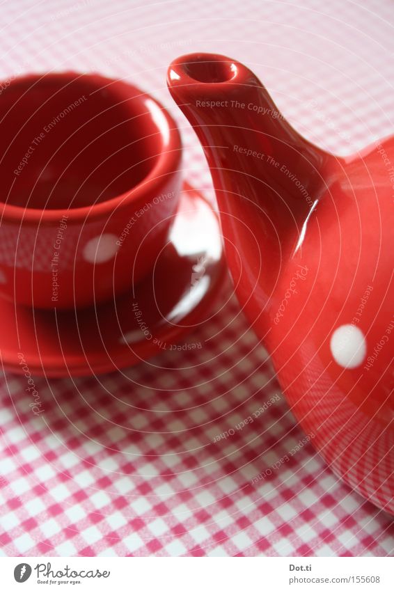 dots pot Hot drink Crockery Cup Style Playing Children's game Gastronomy Toys Retro Red White Café Porcelain Things Tea Tea service Serve as a serving dish