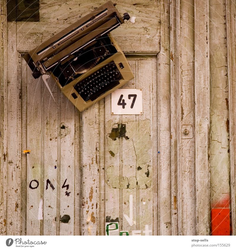 writing workshop Write Literature House number Typewriter Novel Wooden wall Letters (alphabet) Typing Art Culture 47 Writer conceptual art Front door