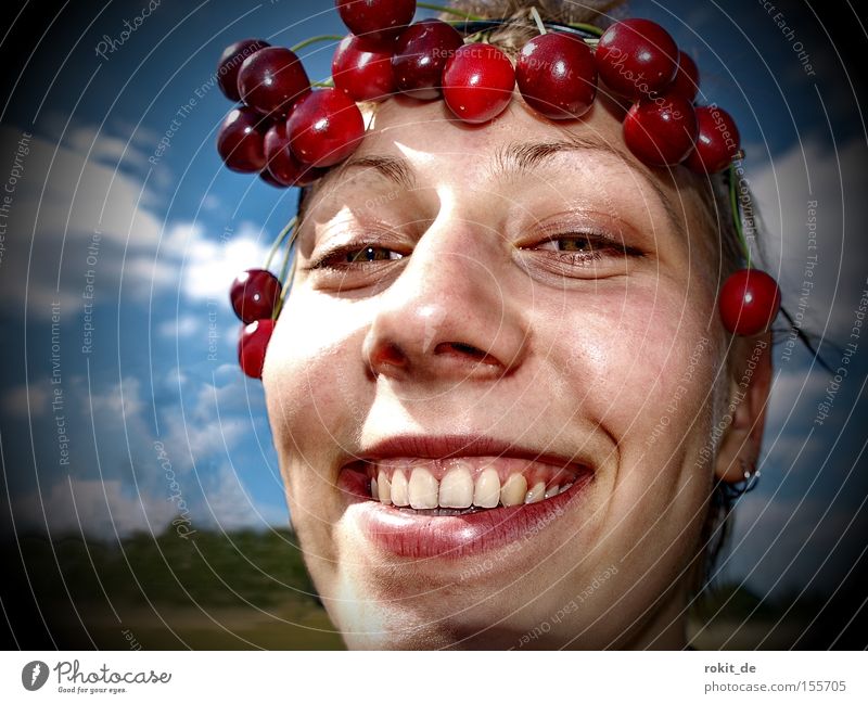 Cherry, Cherry Lady Wreath Fruit Sweet Laughter Grinning Brash Fruity Cheek Mouth Joy Youth (Young adults)