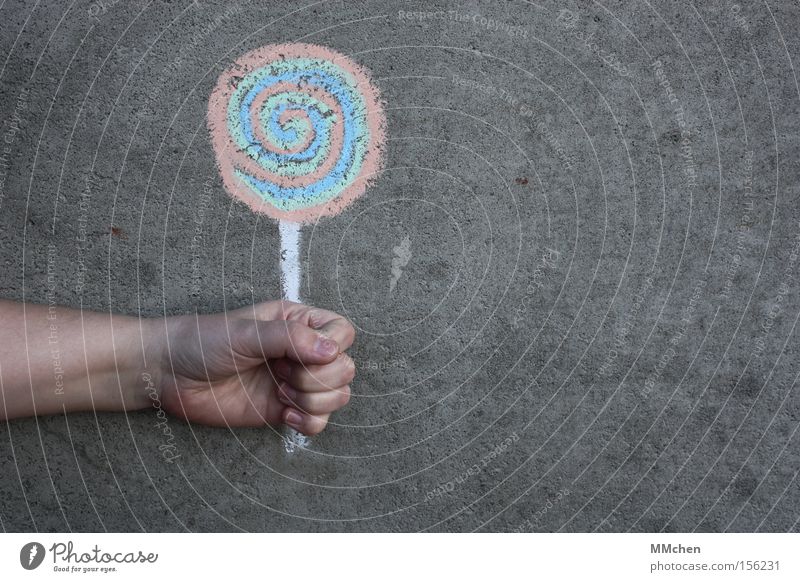 low in calories Lollipop Candy Sweet Lick Nutrition Chalk Painting and drawing (object) Draw Concrete Concrete wall Hand Childrens birthsday Graffiti