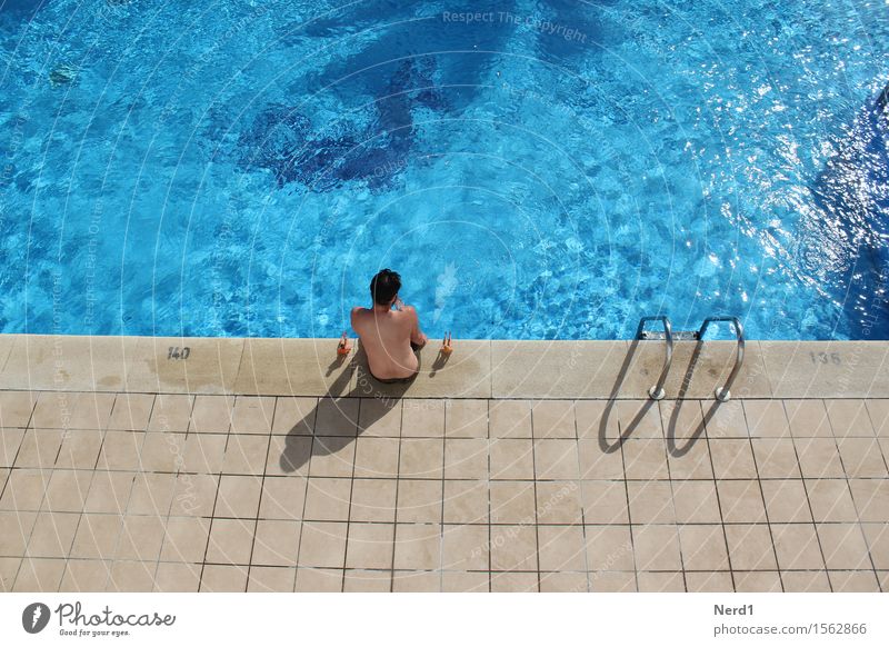 Pool Boys Swimming pool Swimming & Bathing Leisure and hobbies Playing Vacation & Travel Sunbathing Waves Masculine Skin Head Back 1 Human being To enjoy Blue