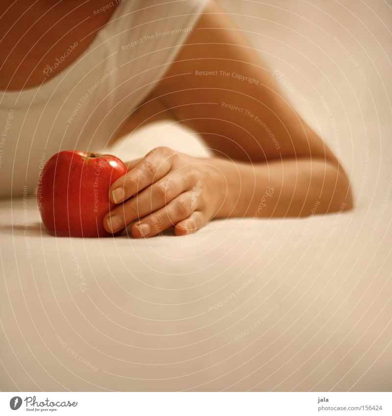 eva IV Apple Woman Hand Smooth Bright Lie Caresses Arm Sin Red Healthy Fruit Alluring