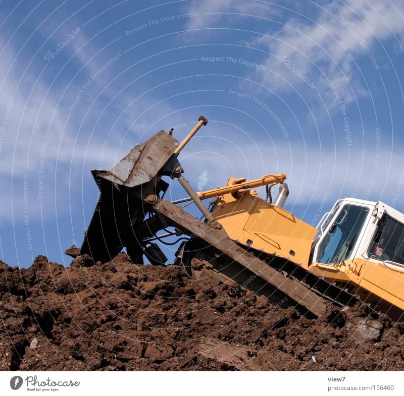 Excavator driving Tracked vehicle Bulldozer Construction site Machinery Equipment Heavy Diesel Chain Push Driver Work and employment Dirty