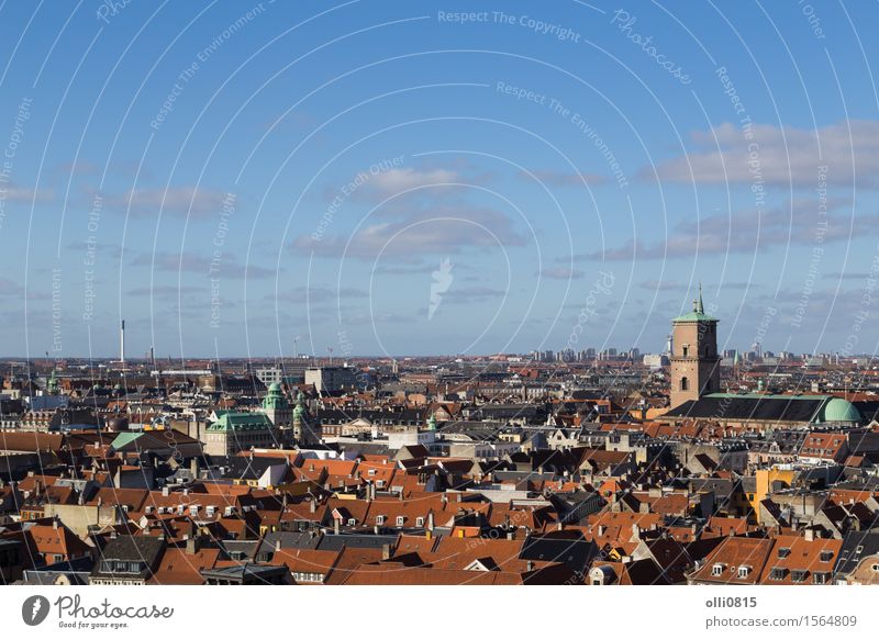 Copenhagen Skyline View from Christiansborg tower Vacation & Travel Tourism Sightseeing Landscape Horizon Baltic Sea Denmark Europe Small Town Church Above