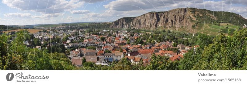 Ebernburg with Rotenfels Landscape Clouds Horizon Summer Rock Village Small Town House (Residential Structure) Blue Brown Gray Orange Red bad kreuznach