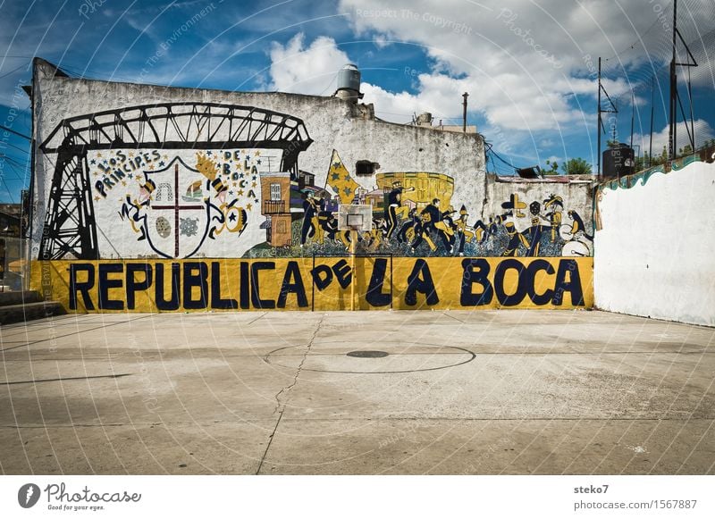 La Boca Buenos Aires Deserted Sporting grounds Wall (barrier) Wall (building) Colour Art Sports Tradition Town Attachment Street art Graffiti Foot ball