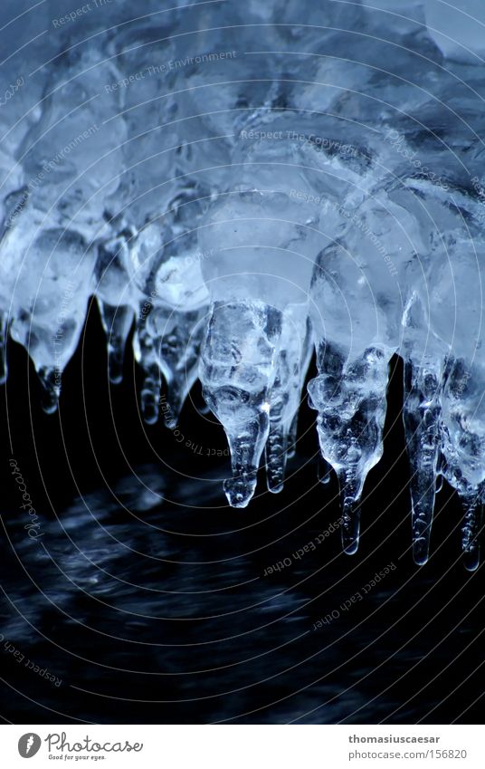when it's thawing Ice Water Cold Blue Dark Bright Transparent Smoothness Icicle Wet Flow Thaw Glittering Light Lamp Reflection Winter Reflection & Reflection