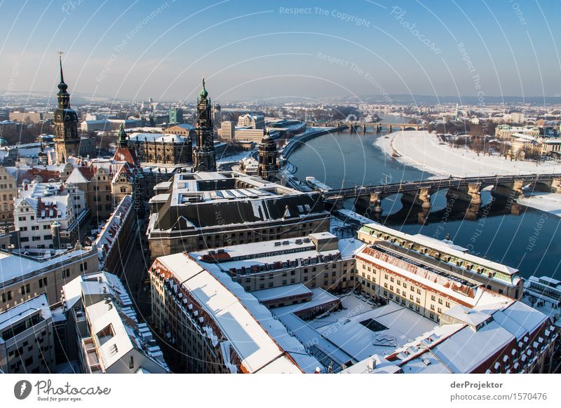 Elbe metropolis Dresden Vacation & Travel Tourism Trip Far-off places Sightseeing City trip Environment Beautiful weather Snow River bank Capital city Downtown