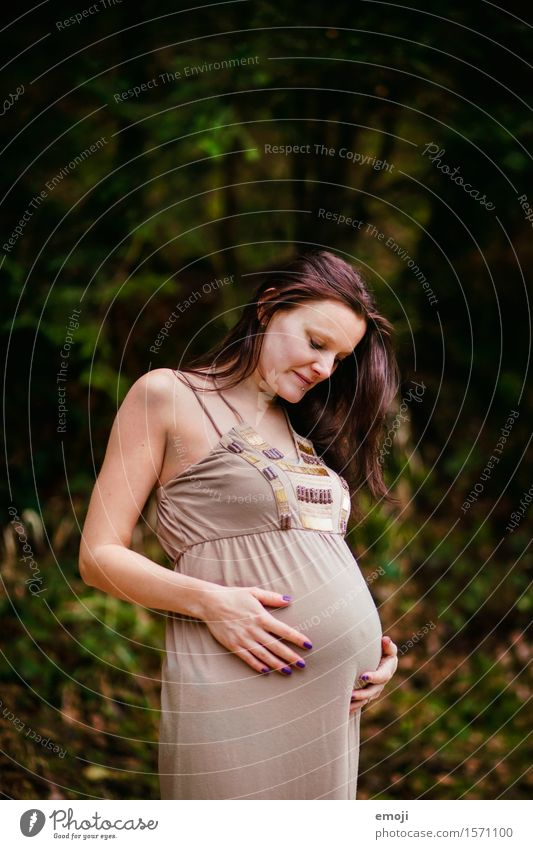 anticipation Feminine Woman Adults 1 Human being 18 - 30 years Youth (Young adults) Dress Beautiful Contentment Future Anticipation Pregnant Colour photo