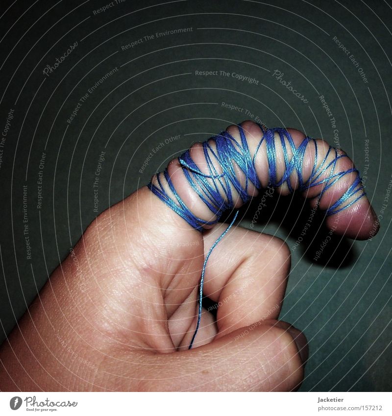 Die. Fingers Hand Blue Skeleton Shadow Science & Research garden Sewing thread