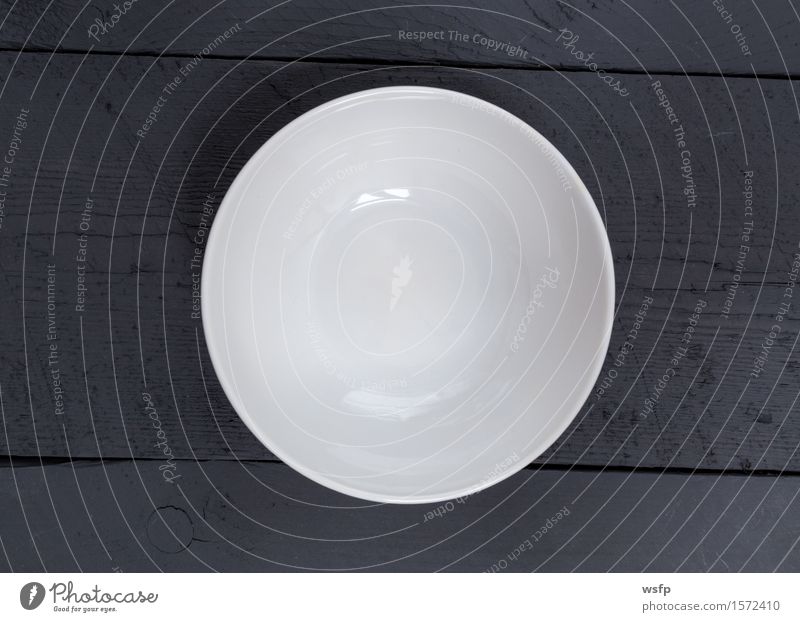 Empty bowl on black wood in bird's eye view Bowl Restaurant Gastronomy Old Black White shell Anthracite Wooden board Wooden table Wooden sign boards Menu