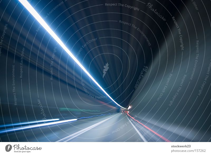 as if on light rails Light Tunnel Motor vehicle Vehicle Speed Speed of light Rear light Long exposure Underground Car