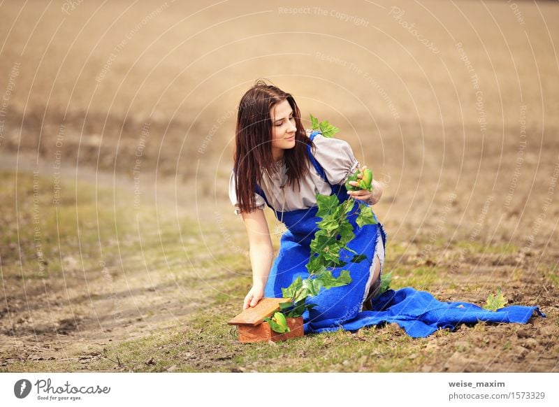 Young woman in spring countryside scenery Lifestyle Joy Happy Beautiful Face Wellness Summer Human being Youth (Young adults) 1 18 - 30 years Adults Nature