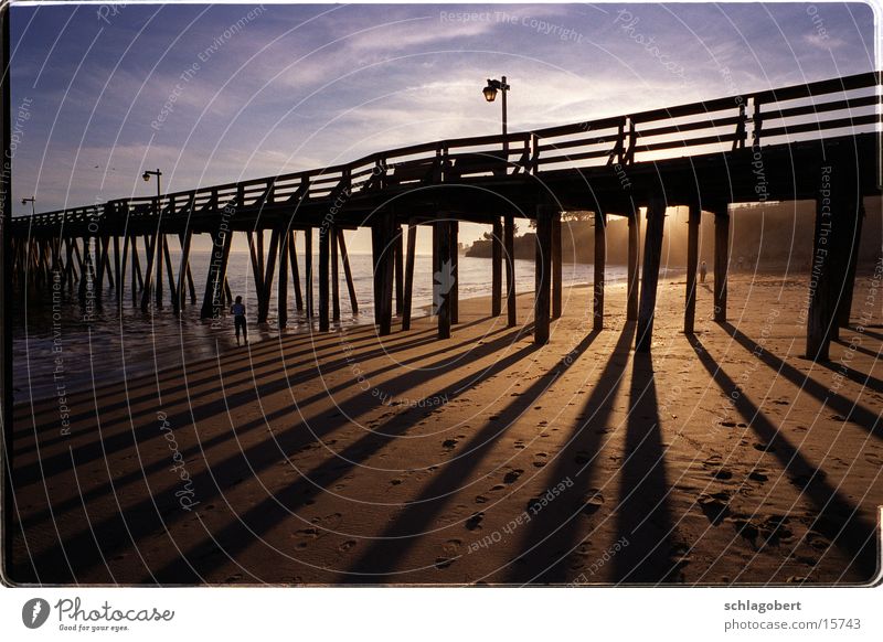 capitola, california Footbridge Jetty Beach Ocean Sunset California North America Shadow