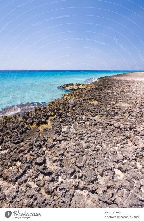 rocky shore Tropical Turquoise Blue Ocean Lesser Antilles Water Horizon Clouds Sky Coast Rock Stone Beach