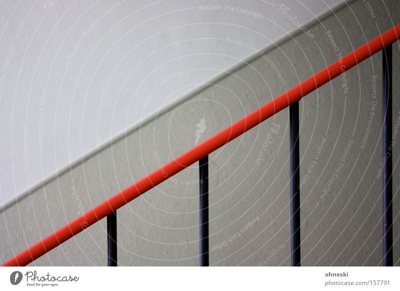 banister Handrail Banister Stairs Staircase (Hallway) Rod Hold Graphic Minimalistic Line Diagonal Red Wall (building) Detail Household Upward