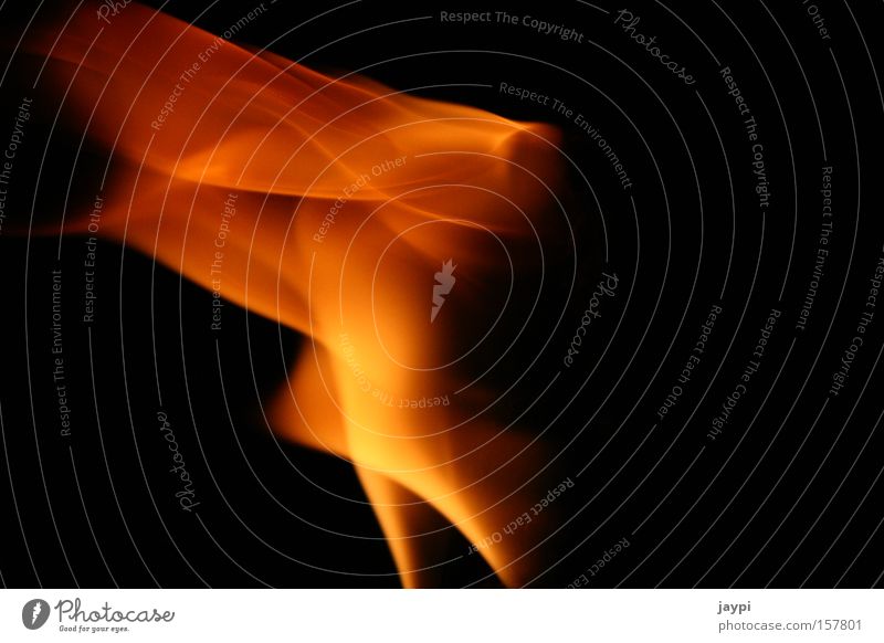 Figure from flames Colour photo Exterior shot Abstract Copy Space right Neutral Background Night Light blurriness Waves Fire Grand piano Angel Dark Yellow Red