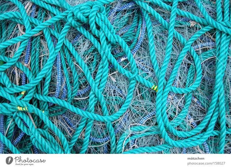 infinite loop Rope Loop Blue Fishing line Fishery Muddled Knot Gordian knot Net Fishing net Craft (trade) Harbour String