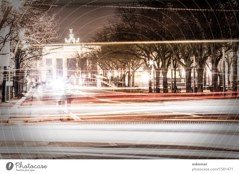 Brandenbug Gate at night Berlin Germany Town Capital city Downtown Populated Manmade structures Building Tourist Attraction Landmark Brandenburg Gate Transport