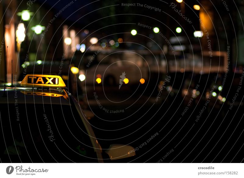 taxi Taxi Motor vehicle Driving Taxidriver Blur Train station Driver Night Dark Street Stand Wait Bus Lamp Floodlight Car headlights Services Communicate