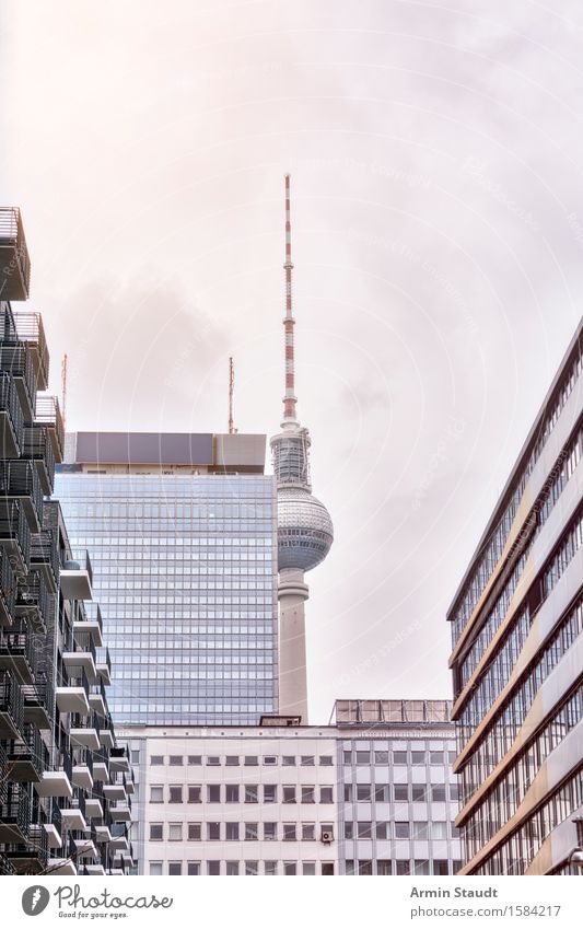 Hidden Clouds Autumn Winter Bad weather Berlin Capital city Downtown House (Residential Structure) Tower Manmade structures Building Architecture