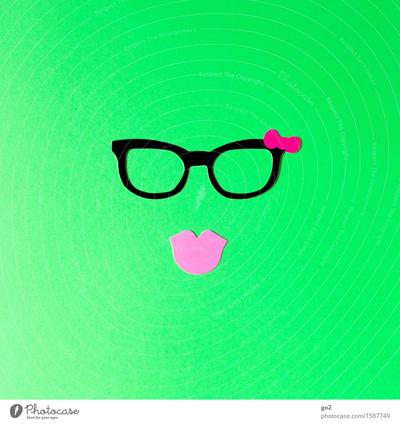 mausoleum Lifestyle Style Leisure and hobbies Handicraft Feminine Mouth Lips Accessory Eyeglasses Kissing Uniqueness Eroticism Cliche Green Pink Beautiful