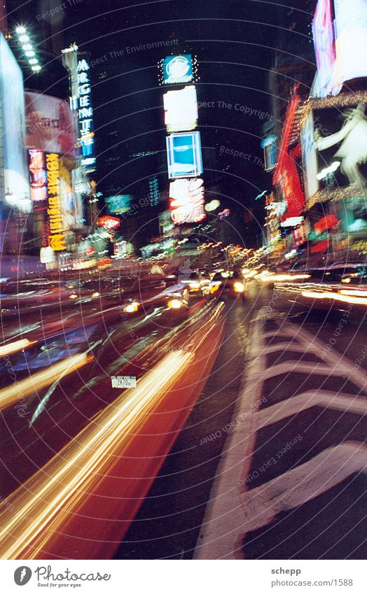 TIMES SQUARE BY NIGHT1 Times Square New York City Americas Night Long exposure Action North America USA Movement