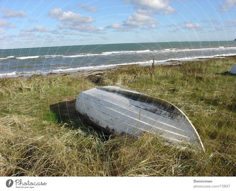 Stranded 2 Beach Watercraft White Meadow Loneliness Grass Foam Ocean Beautiful Nature Obscure Sky Island boat ship Denmark lost