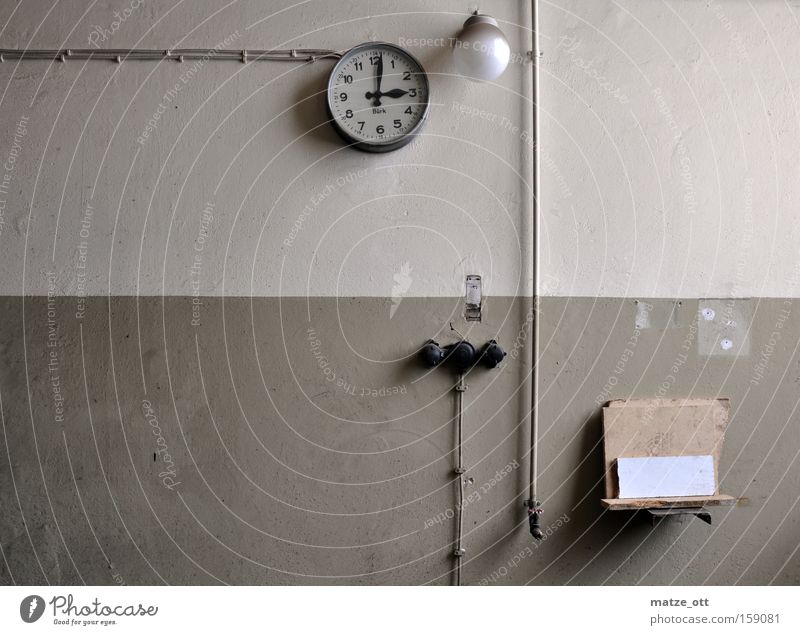 Timeless Factory Clock Loneliness Industrial Photography Industry Cable Rack Wall (building) Old Switch Lamp Light Derelict plaster Date